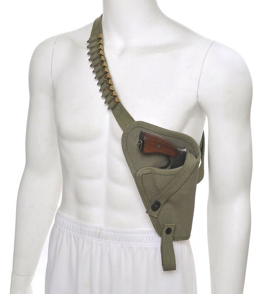 US M3 Victory Revolver Pilots Canvas Shoulder Holster with Shell loops OD US M3 Victory Revolver Pilots Canvas Shoulder Holster with Shell loops OD