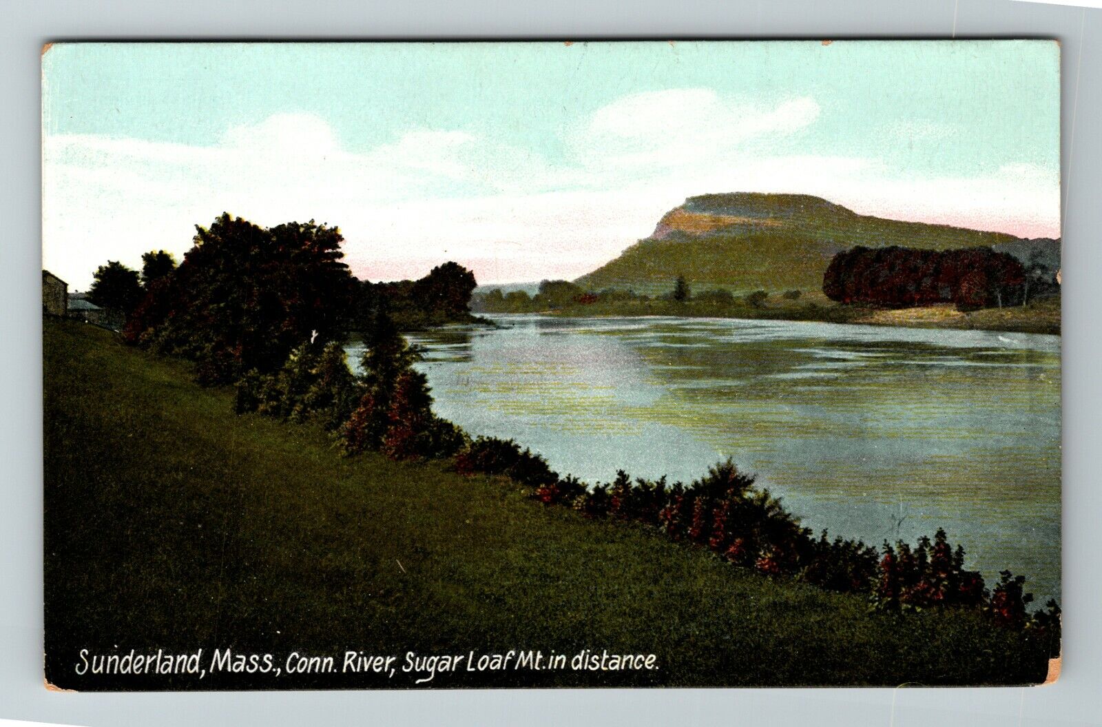 Sunderland MA- Massachusetts, Conn River, Sugar Loaf Mountain, Vintage Postcard