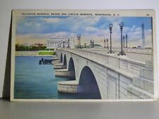 Arlington Memorial Bridge Lincoln Memorial Washington DC Vtg Linen Postcard B615 picture