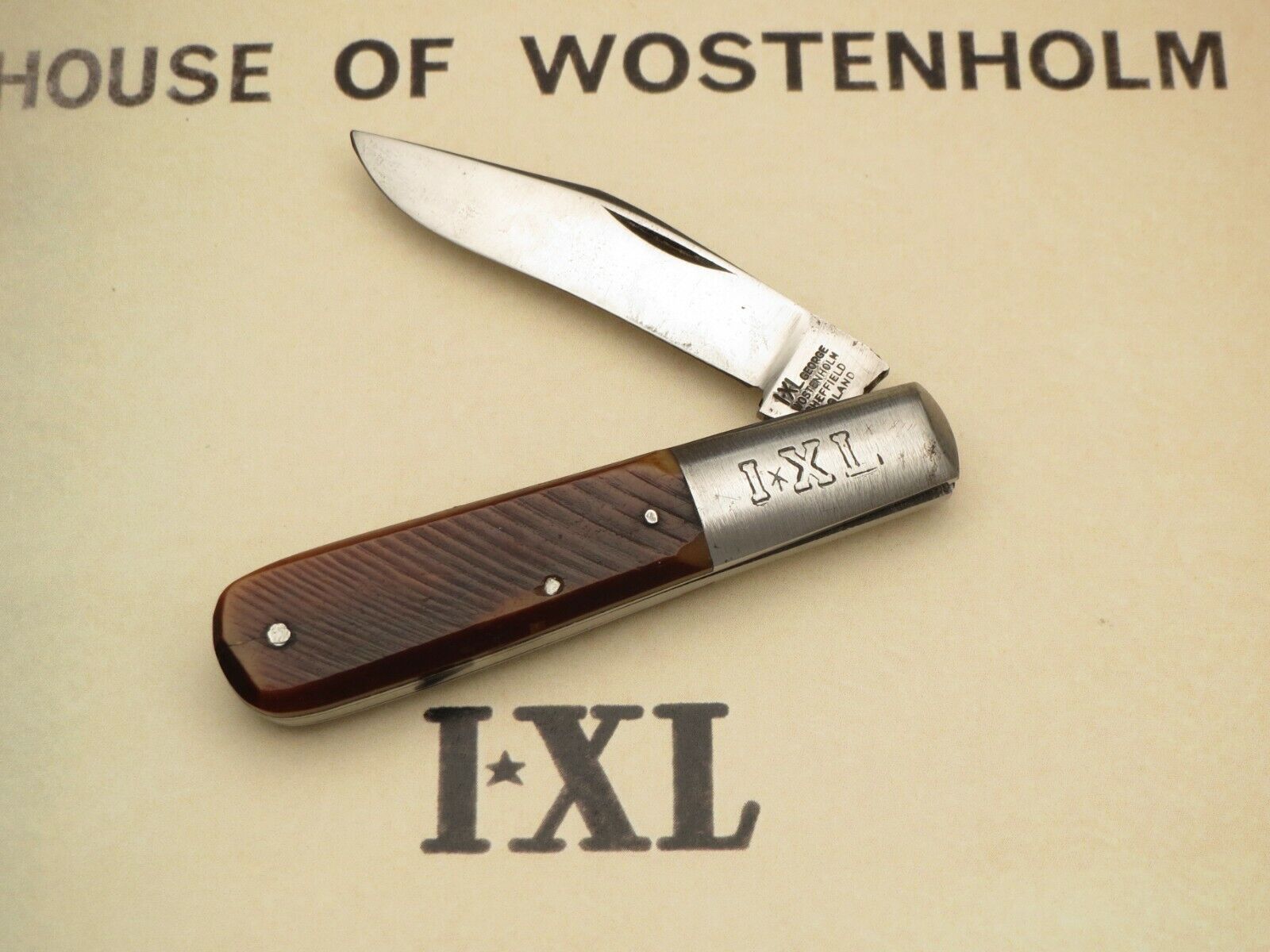 Vintage IXL George Wostenholm Sheffield Single-Blade Barlow Sawcut Bone