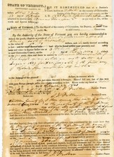 1840 Chittenden County VT Court Writ Brinsmaid & Thompson v. Bronson Law Paper picture