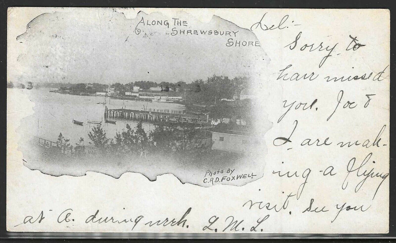 View Along the Shrewsbury Shore, Shrewsbury, New Jersey, 1904 Postcard, Used