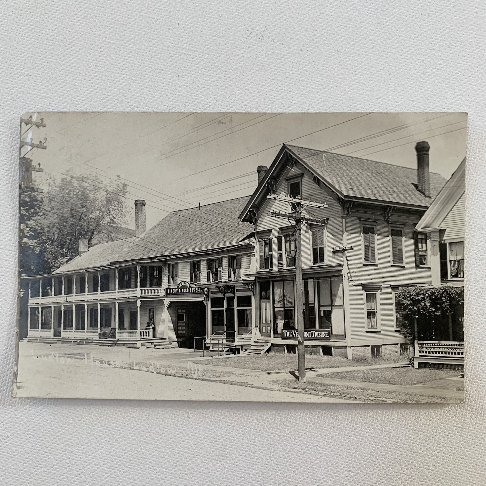 Antique RPPC Real Photograph Postcard Horse Vermont Tribune Ludlow House VT Antique RPPC Real Photograph Postcard Horse Vermont Tribune Ludlow House VT