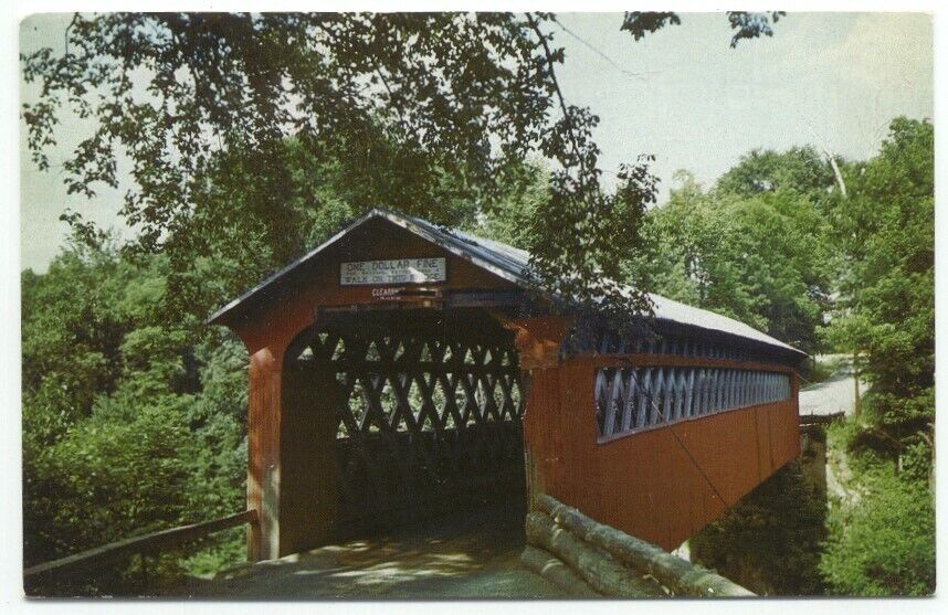 Sunderland VT old Covered Chiselville Bridge Postcard Vermont