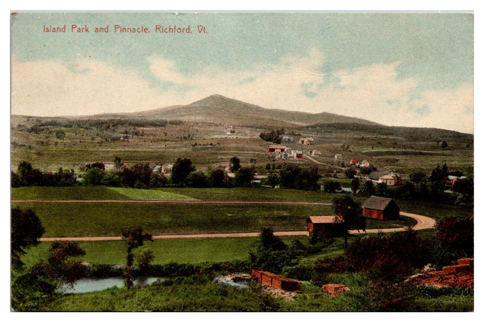 1914 Island Park and Pinnacle, Scenic Landscape, Richford, VT Postcard