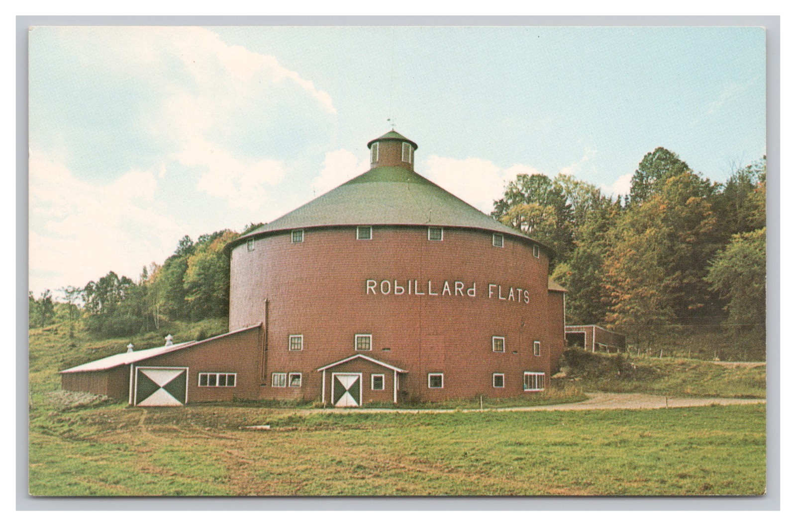 Irasburg Vermont Round Red Barn For Cattle Robillard Flats Vintage Postcard UNP