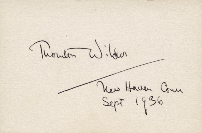 THORNTON WILDER - AUTOGRAPH 09/1936
