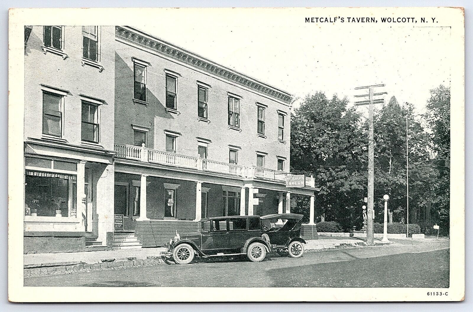 1935 Metcalf's Tavern Wolcott New York Historic Landmark Posted Postcard