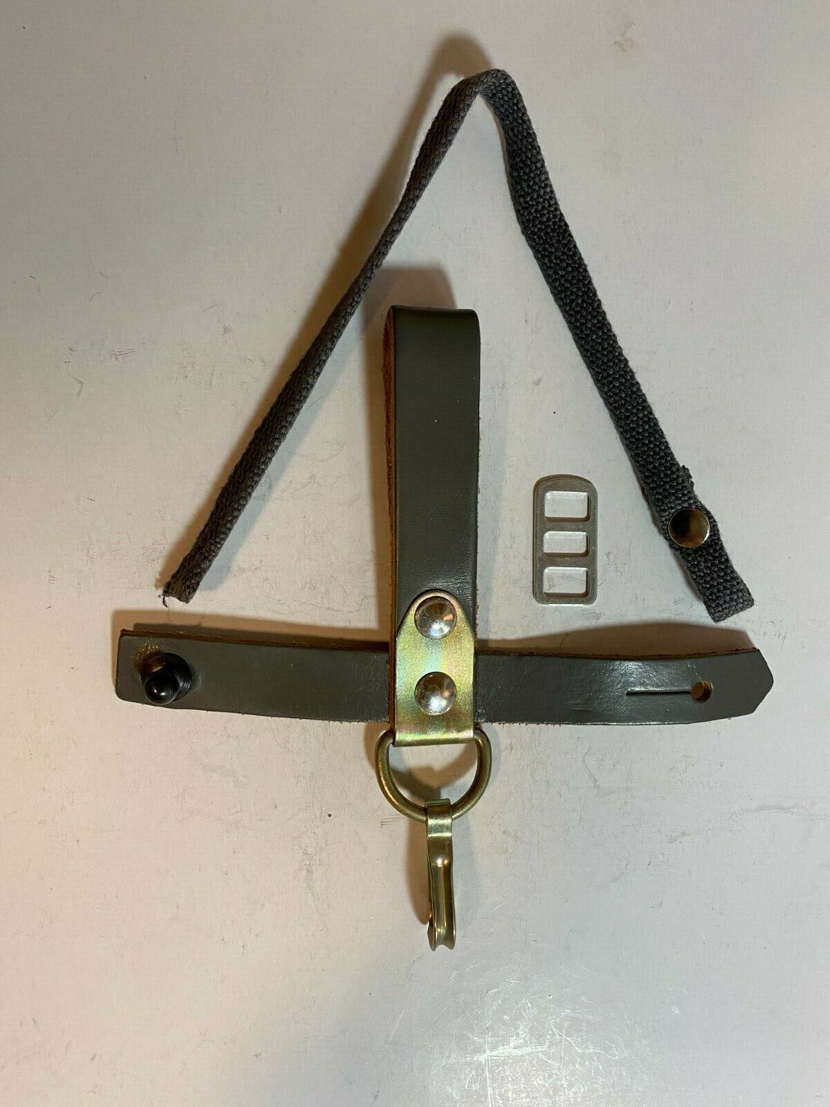 Original East German Bayonet Leather Frog Hanger and Wrist Strap. New Old Stock