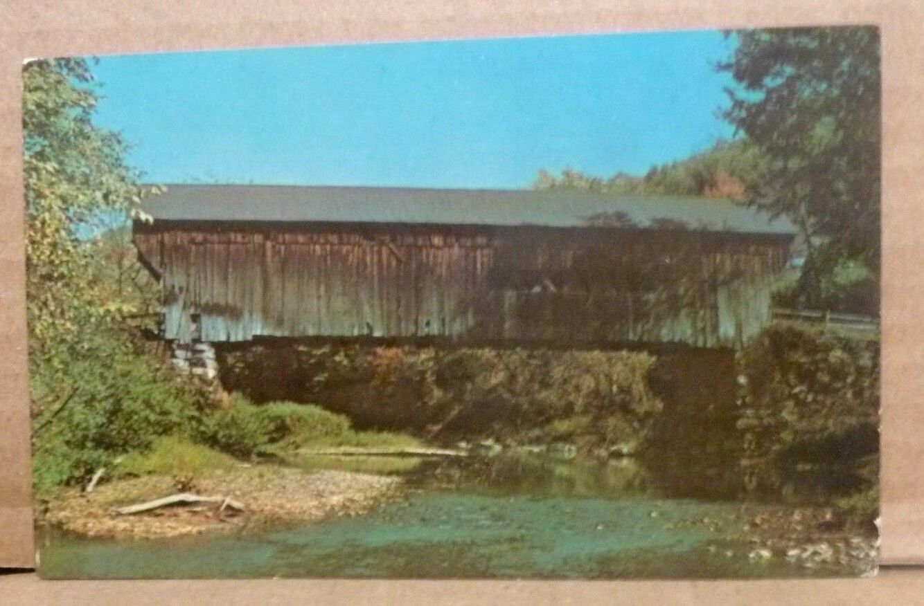 POST CARD OF WORRAL COVERED BRIDGE AT BARTONVILLE, VERMONT - SHOW SOME WEAR