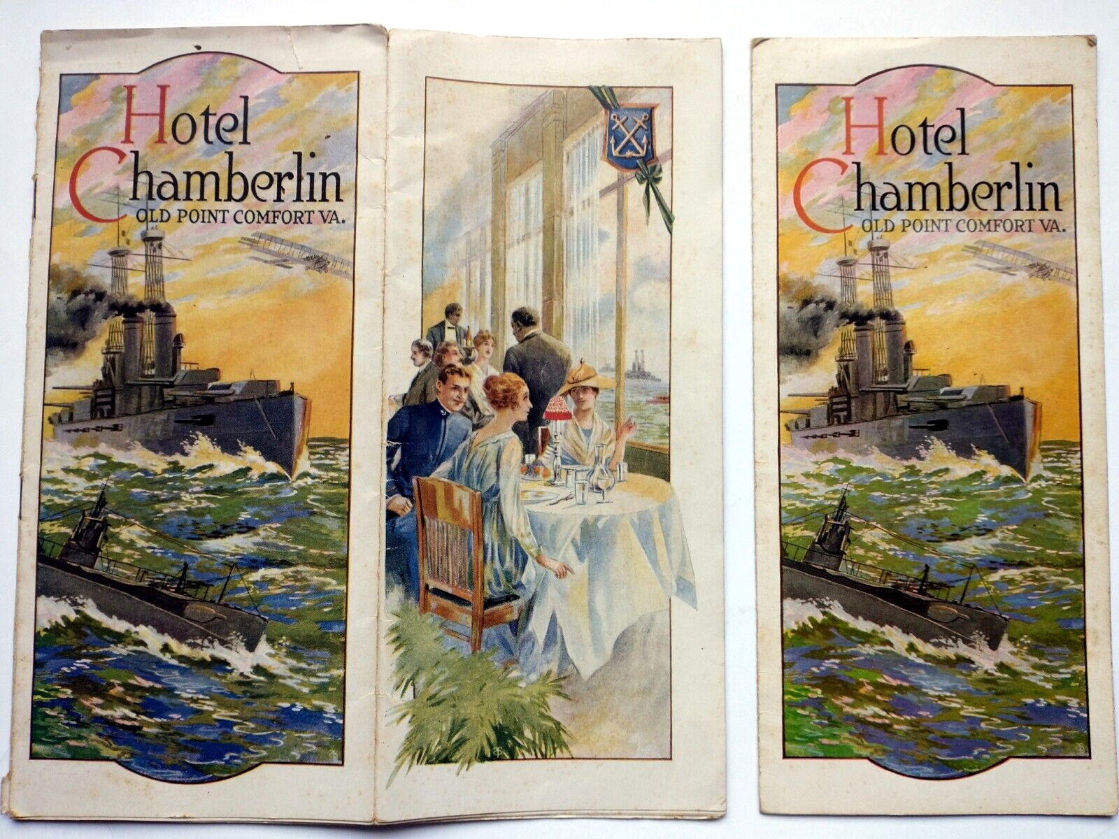 Hotel Chamberlin Old Point Comfort VA Brochure 1917 and Menu 1918