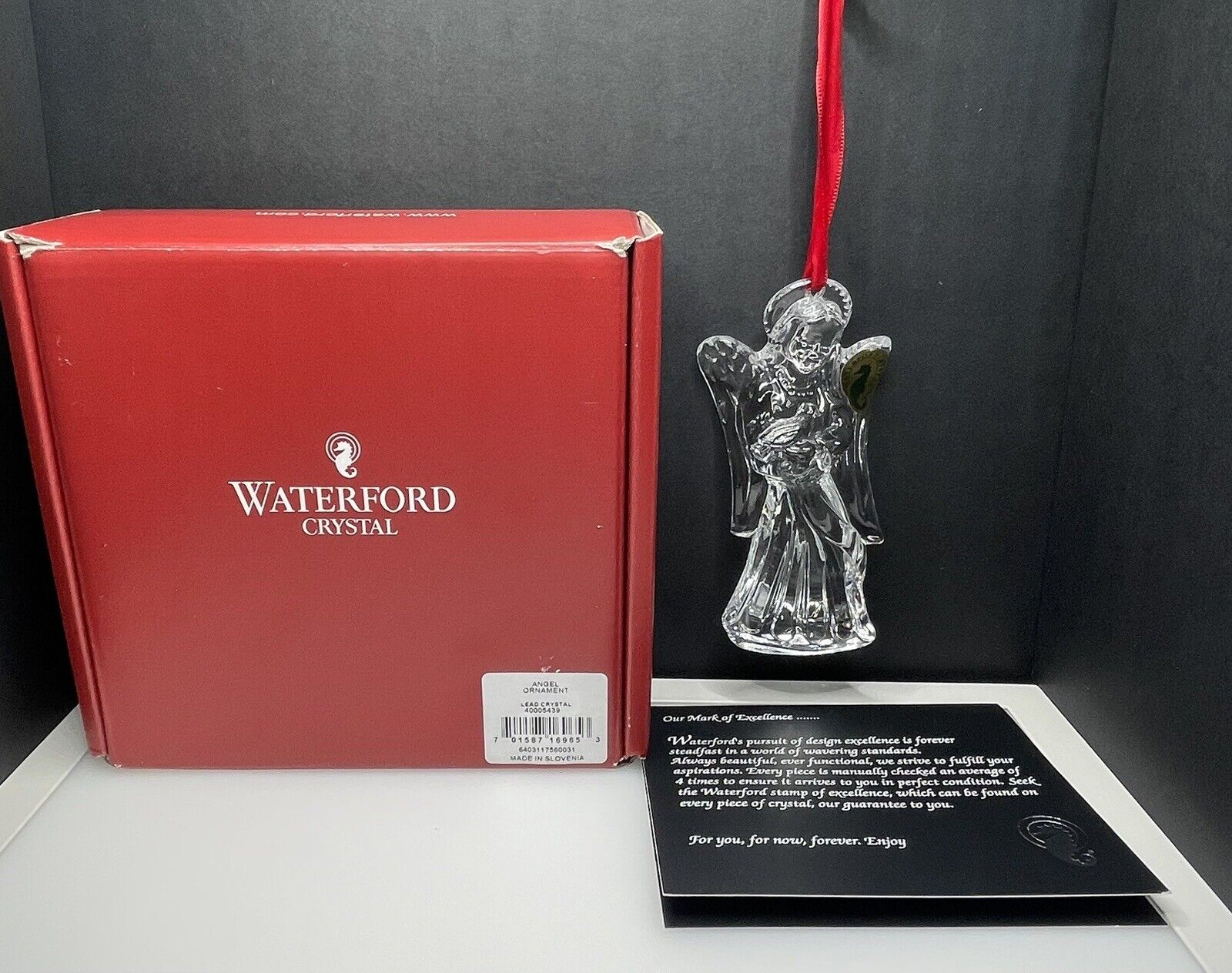 Waterford Crystal Angel 2010 Christmas Ornament.  Angel holding Dove. New In Box