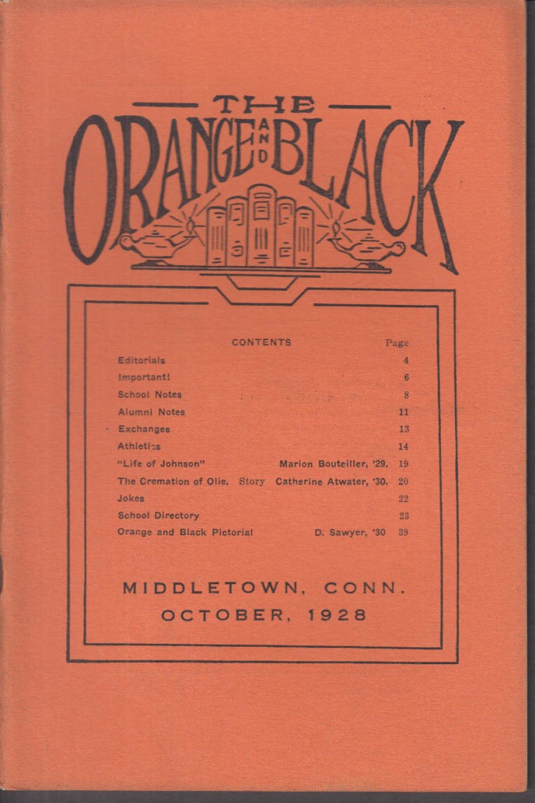The ORANGE & BLACK Middletown High CT 10 1928 athletics fiction alumni notes +