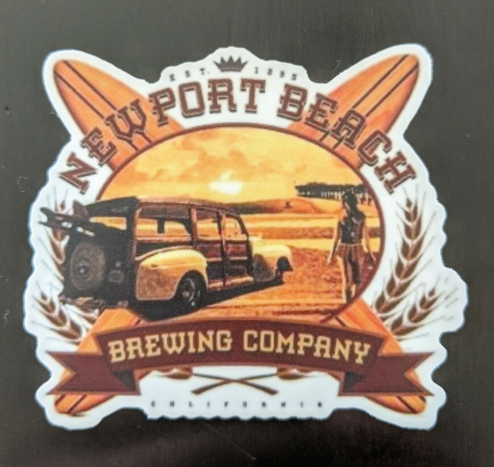 Newport Beach Brewing Company Sticker decal craft Beer Brewery California Woody
