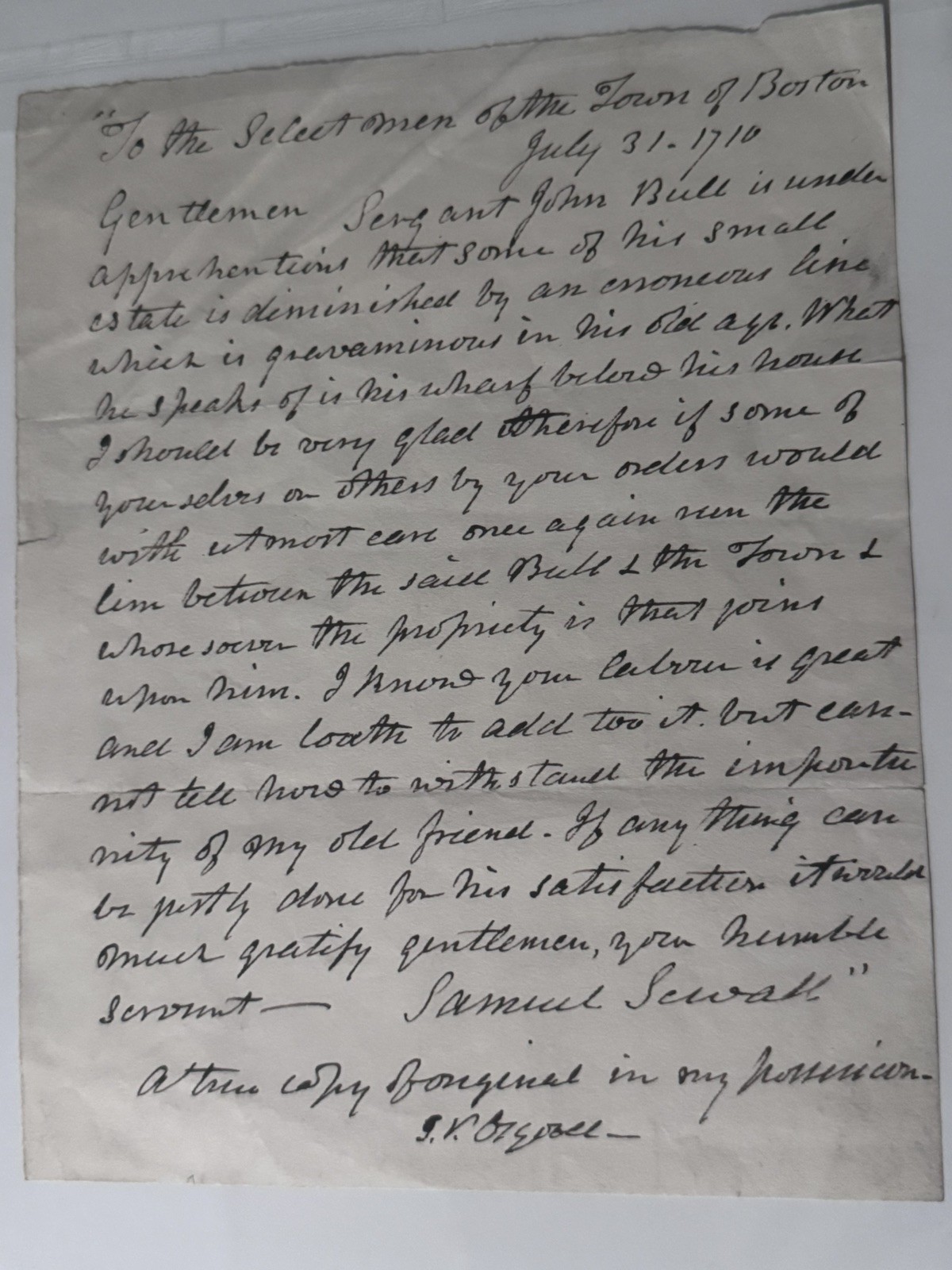 Samuel Sewell (Salem Witch Trials)  Court Documents true copy 19th, 20 century 