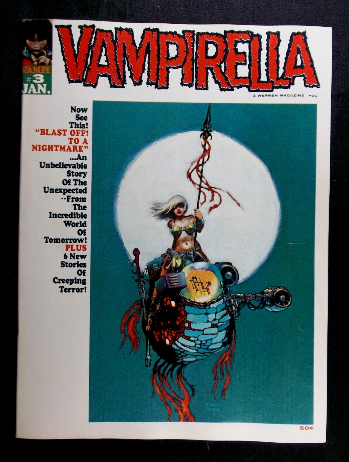 Vampirella #3 VF 8.0 Larry Todd Cover Art, Vintage Warren Magazine 1970