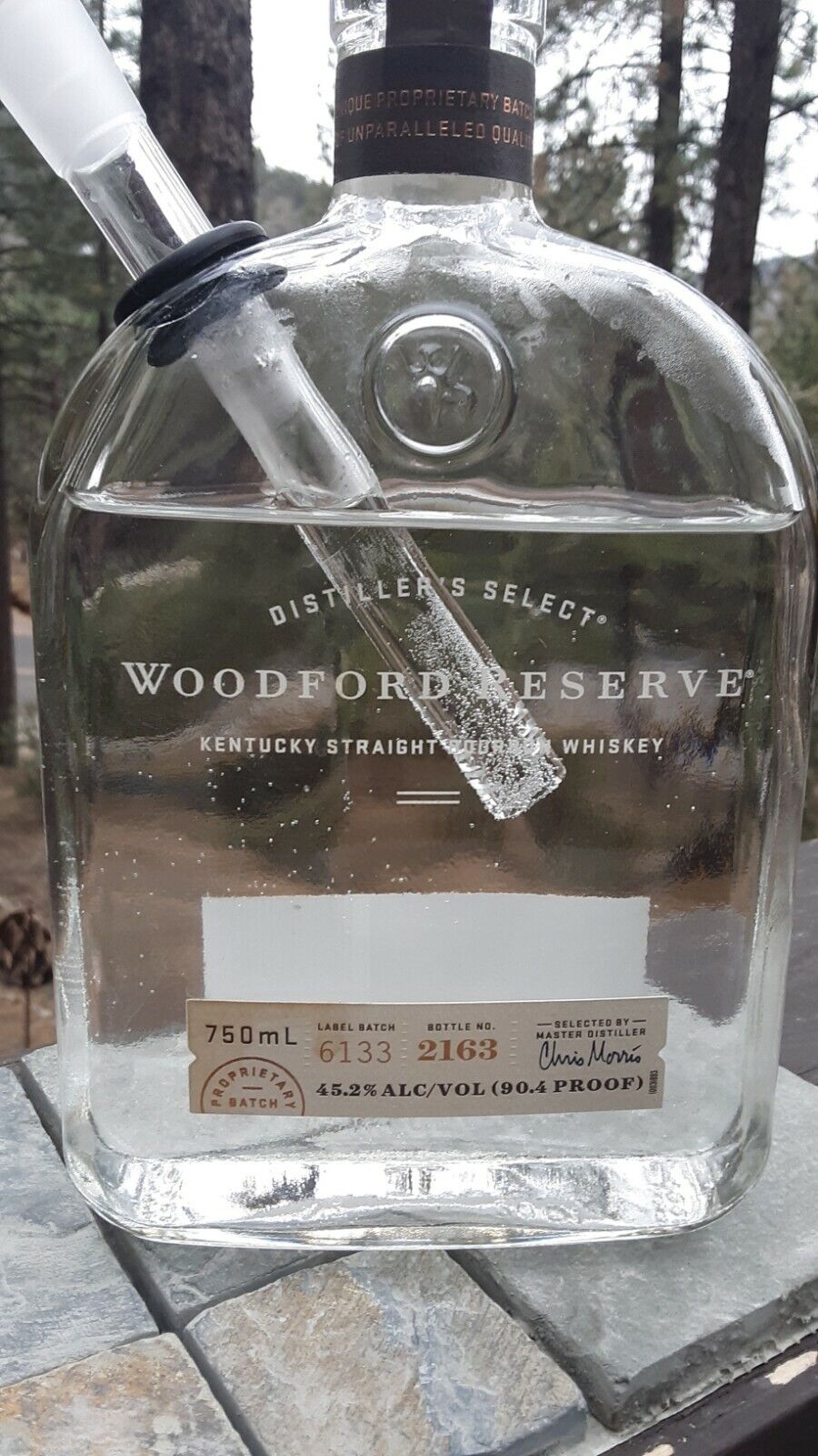 Woodford Reserve Whisky Bottle BONG - Custom  Bowl  Elegant Bottle 