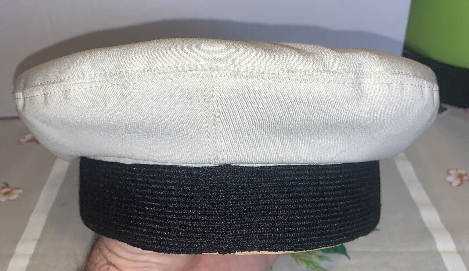 Berkshire Deluxe Uniform Military Cap Co WHITE with black band NAUTICAL hat