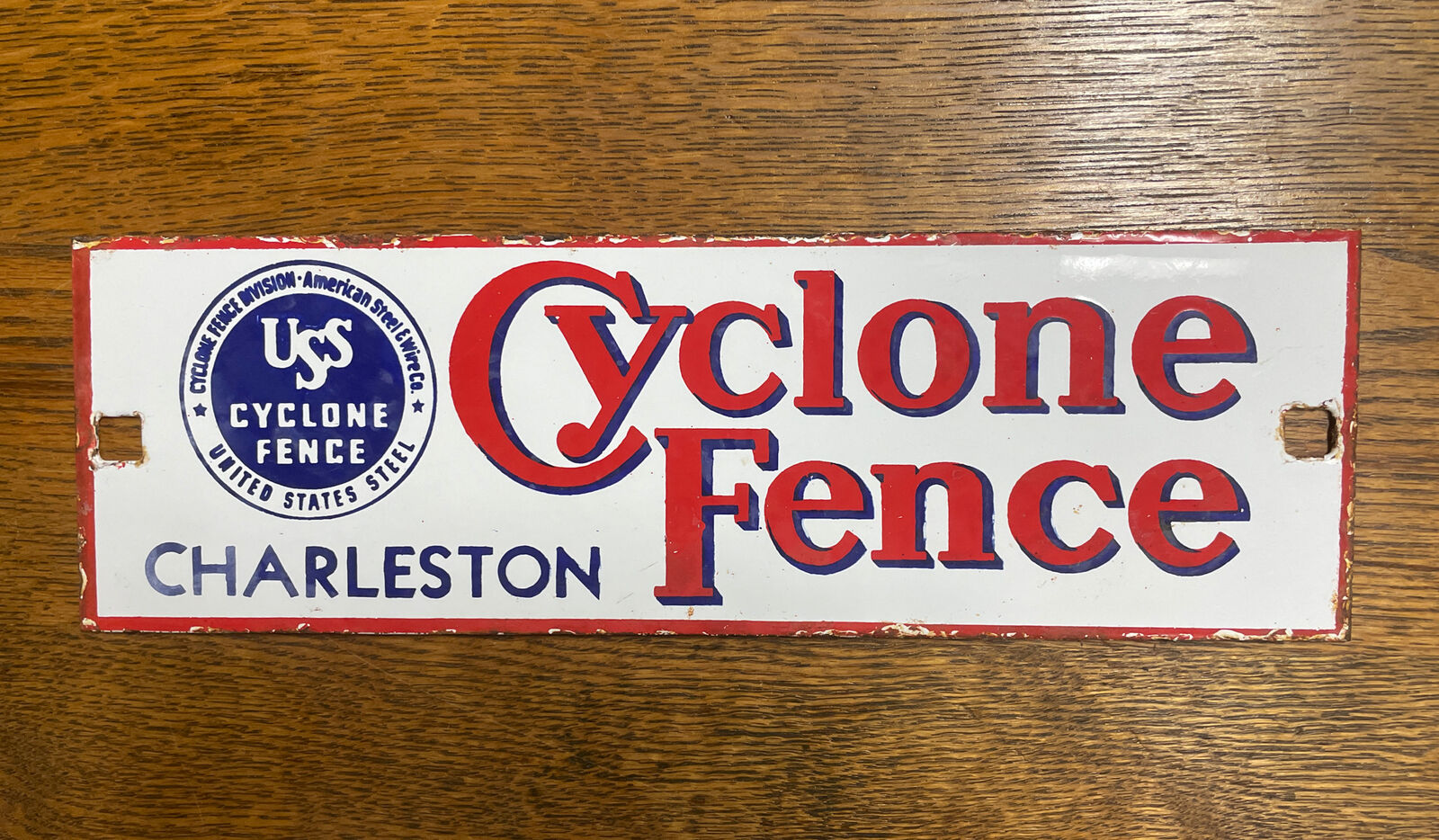 Vintage USS Cyclone Fence Charleston SC Porcelain 3.5\