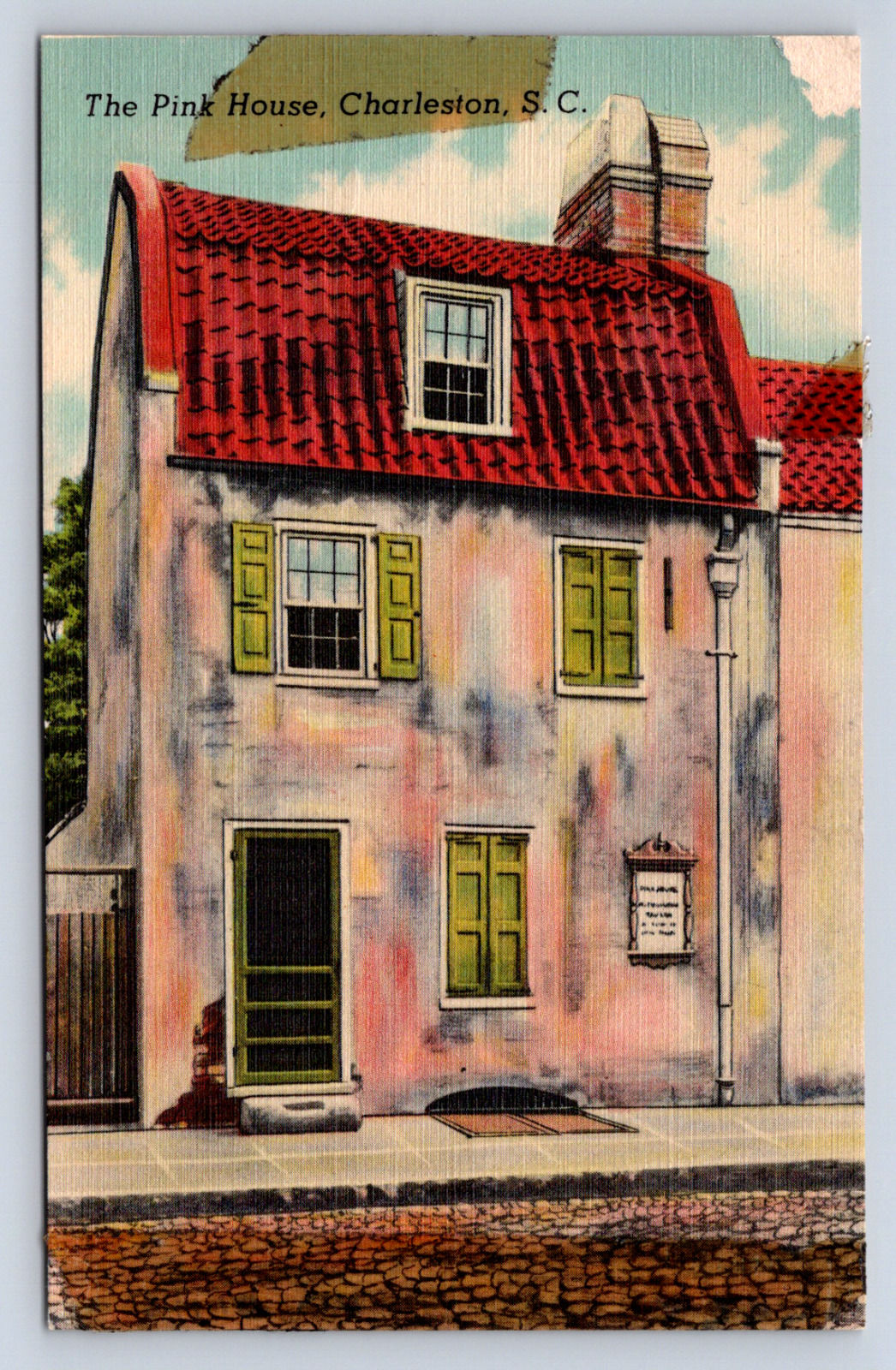 Vintage Postcard Pink House Charleston South Carolina