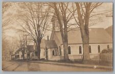 Proctorsville Vermont VT Main Street Holy Name Of Mary Church RPPC Postcard 1921 picture