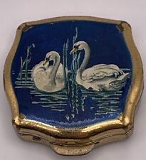 Vintage Stratton Compact Swans Gold Colored Made In England picture