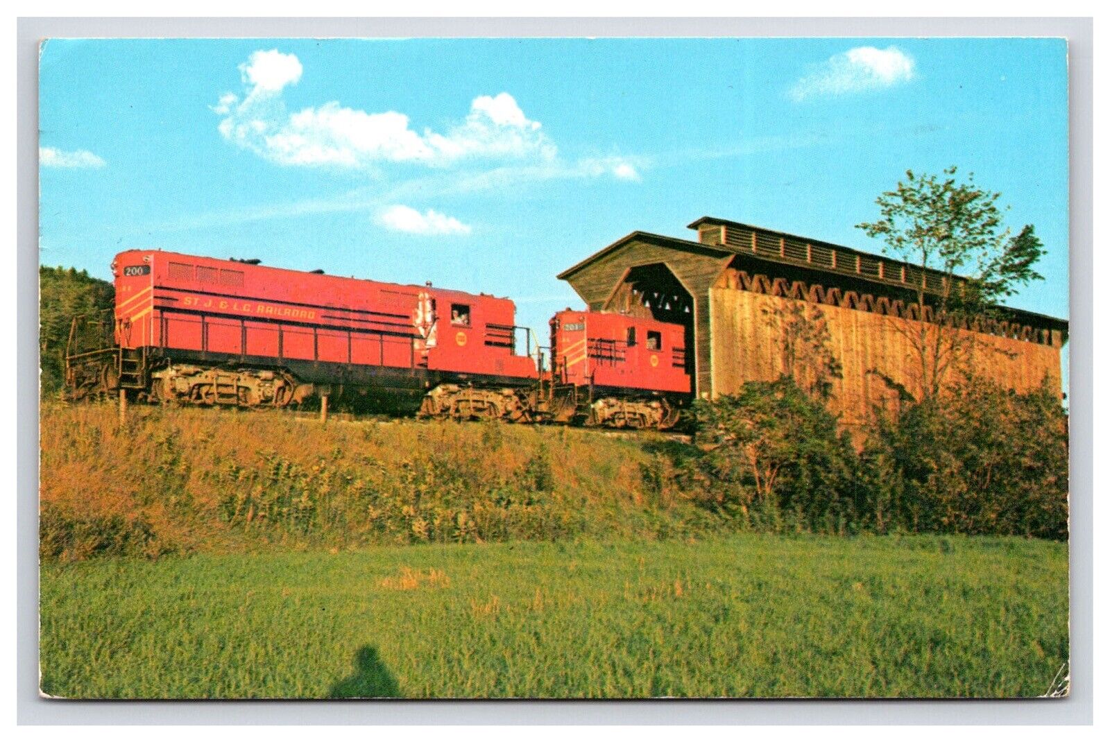 Postcard: VT Covered Bridge, 1972 Fisher Bridge, Rail, Wolcott, Vermont - Posted