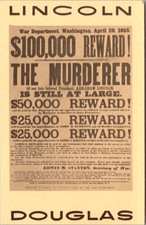 Lincoln Assassination Reward Poster Facsimile Postcard Douglas N.Y. picture