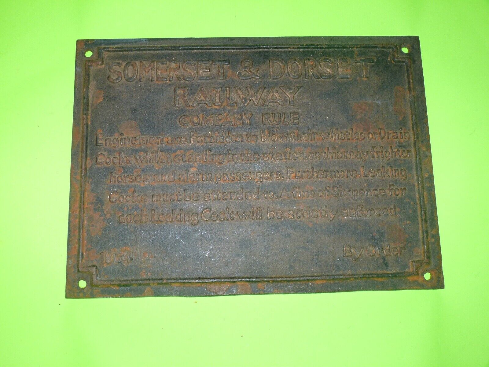 Somerset & Dorset Railway Train Railroad Enginemen original Cast Iron Plaque