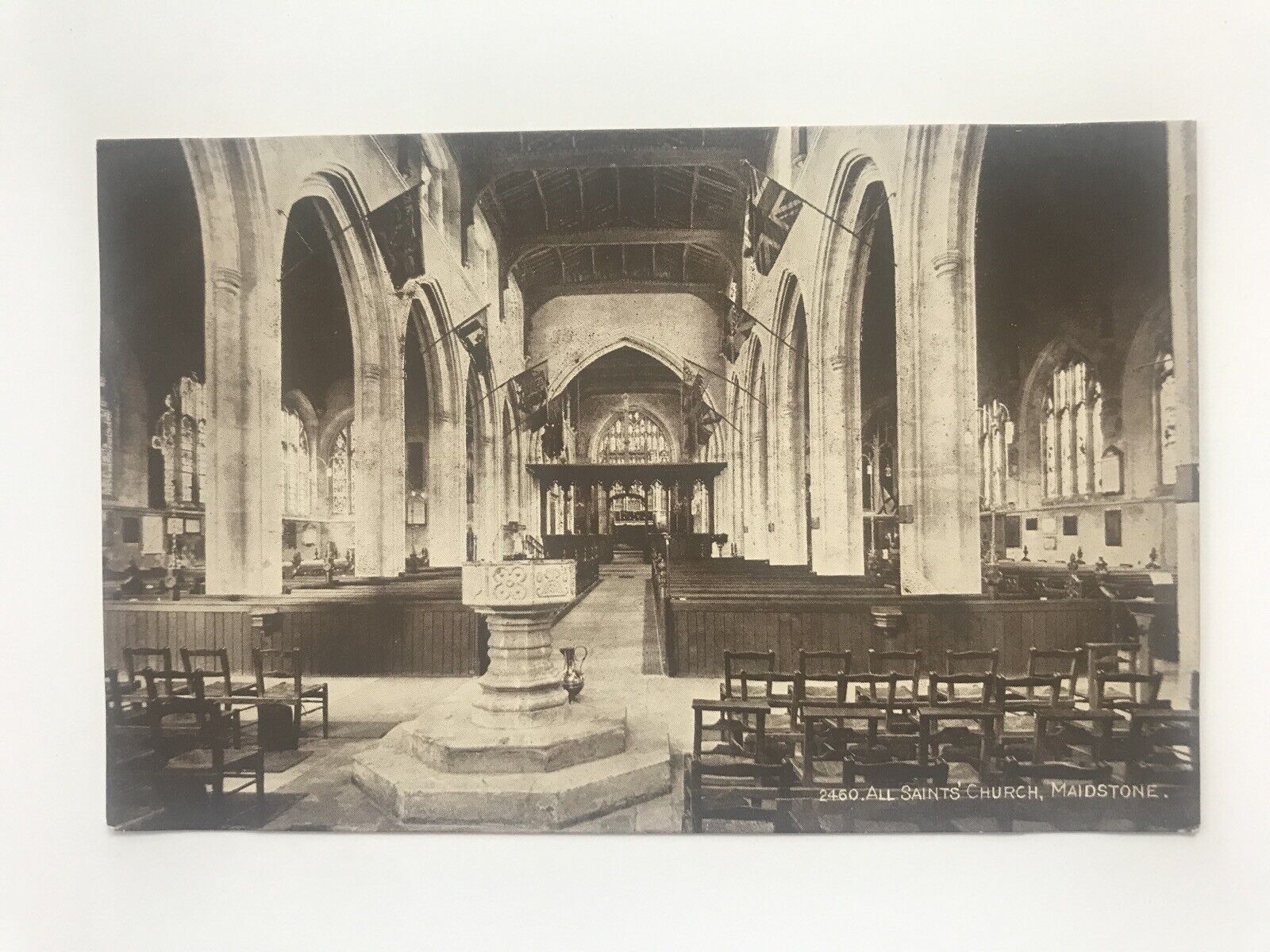 All Saints Church, Interior. Maidstone.  Postcard. 