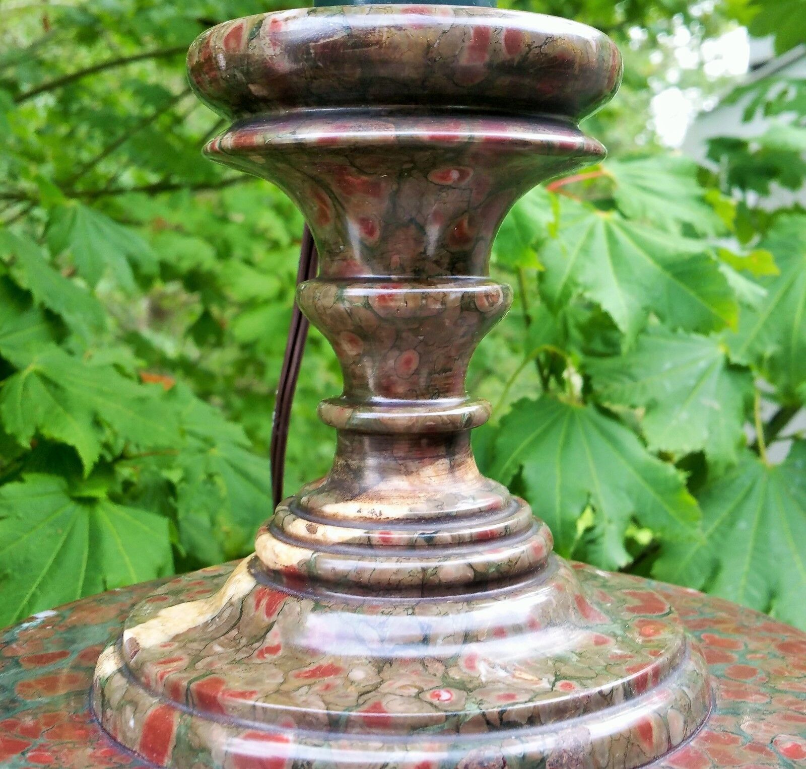 30LBS antique cornish serpentine english table lamp vtg polished stone cornwall
