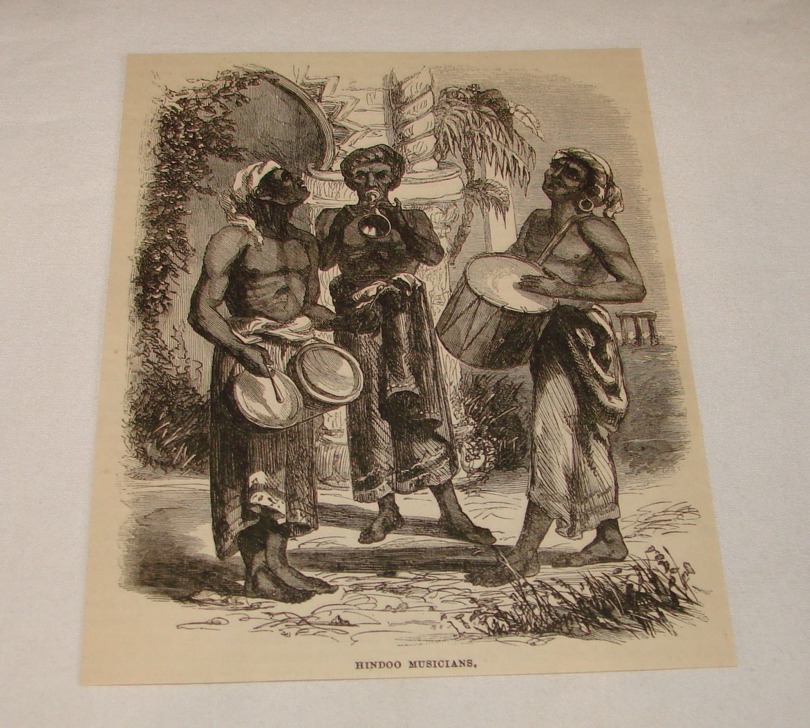 1879 magazine engraving ~ HINDOO MUSICIANS, India 1879 magazine engraving ~ HINDOO MUSICIANS, India