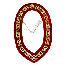 Masonic Heroines of Jericho Women's Chain Collar, HOJ COLLAR Red Backing - GOLD picture