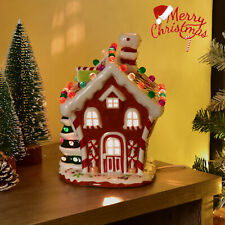 Ceramic Village House Hand-Painted Decor Christmas w/ 44 Multicolored Lights picture