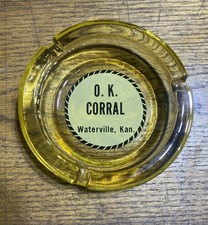MCM Ashtray O.K. CORRAL Amber Glass 4 1/2
