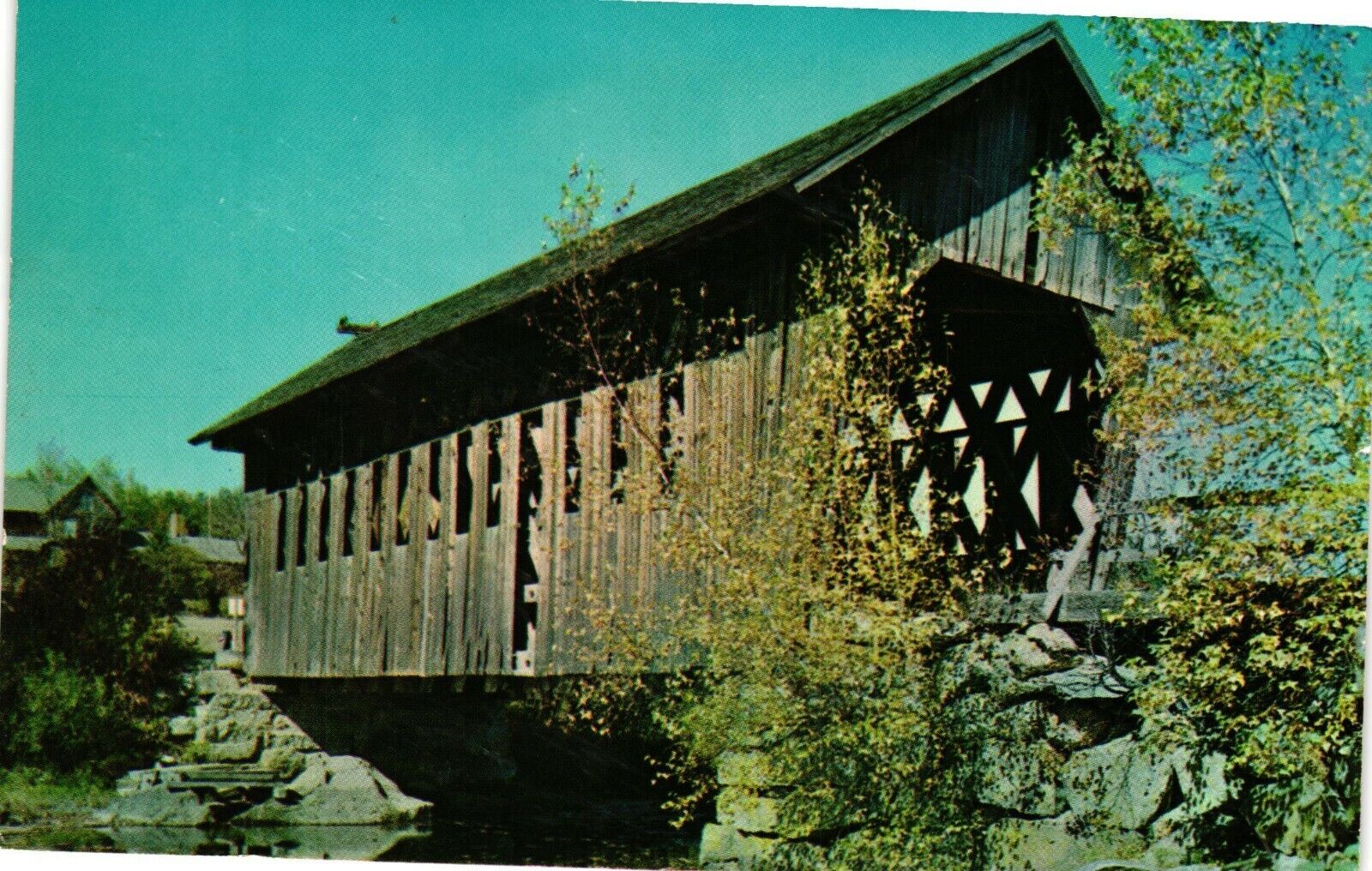Vintage Postcard - Cilleyville Old Wooden Covered Bridge Andover NH #11124