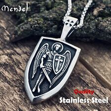 MENDEL Mens Archangel St Saint Michael Medal Pendant Necklace Stainless Steel picture