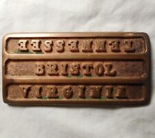 Bristol VA-TN Main Street Marker ~ Virginia Tennessee Brass Souvenir Paperweight picture