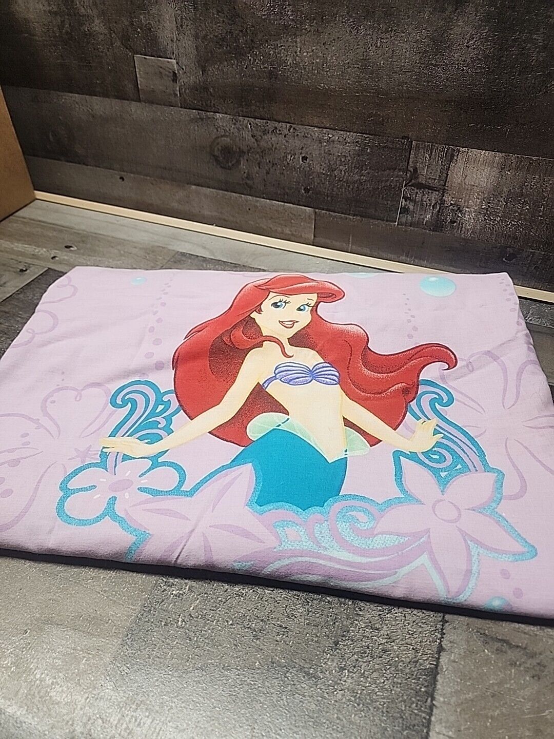 Vintage Little Mermaid Twin Top Flat Sheet Disney Cotton Blend