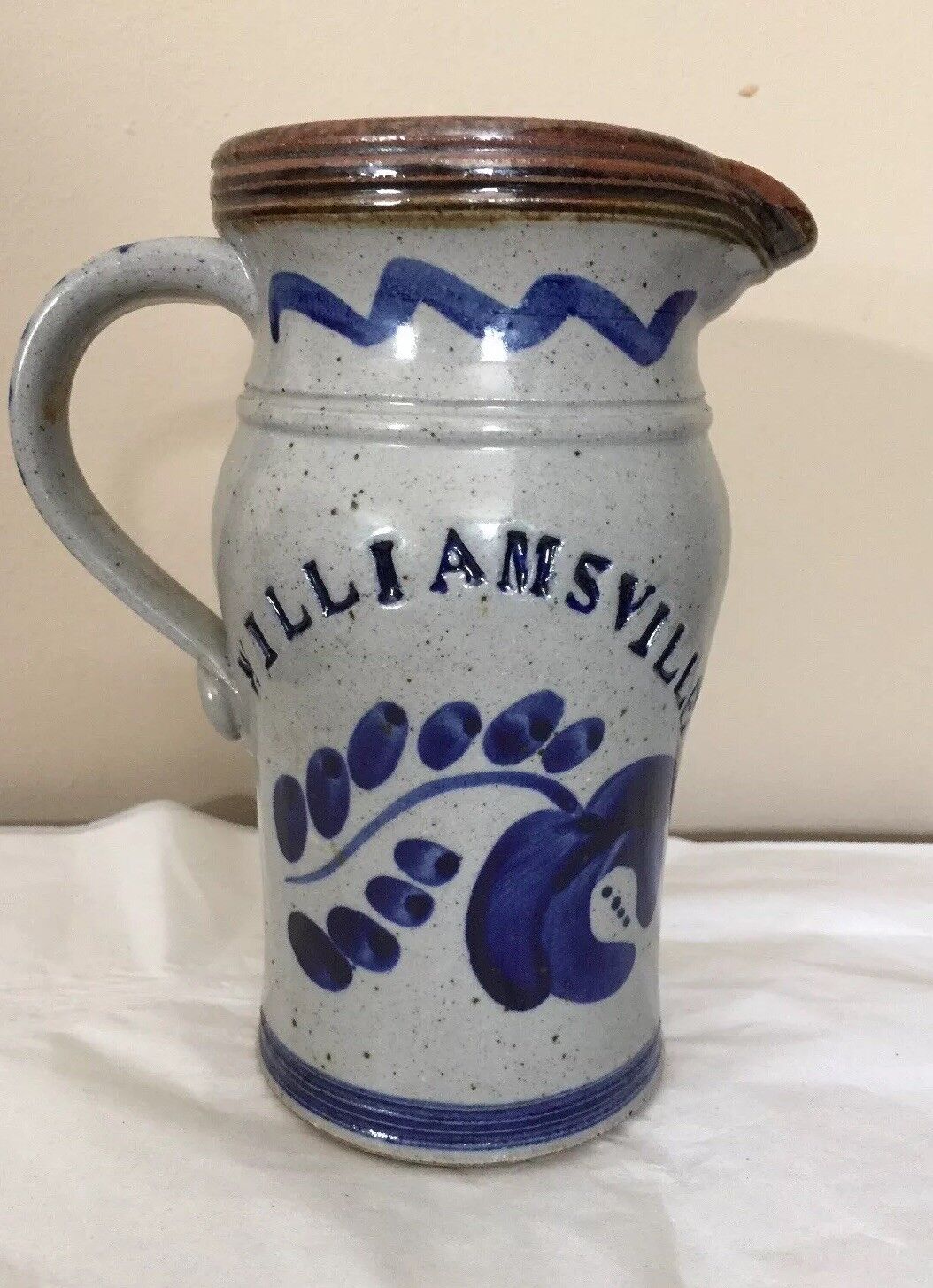 Vintage Stoneware Salt Glazed Pitcher Williamsville, NY Collectable