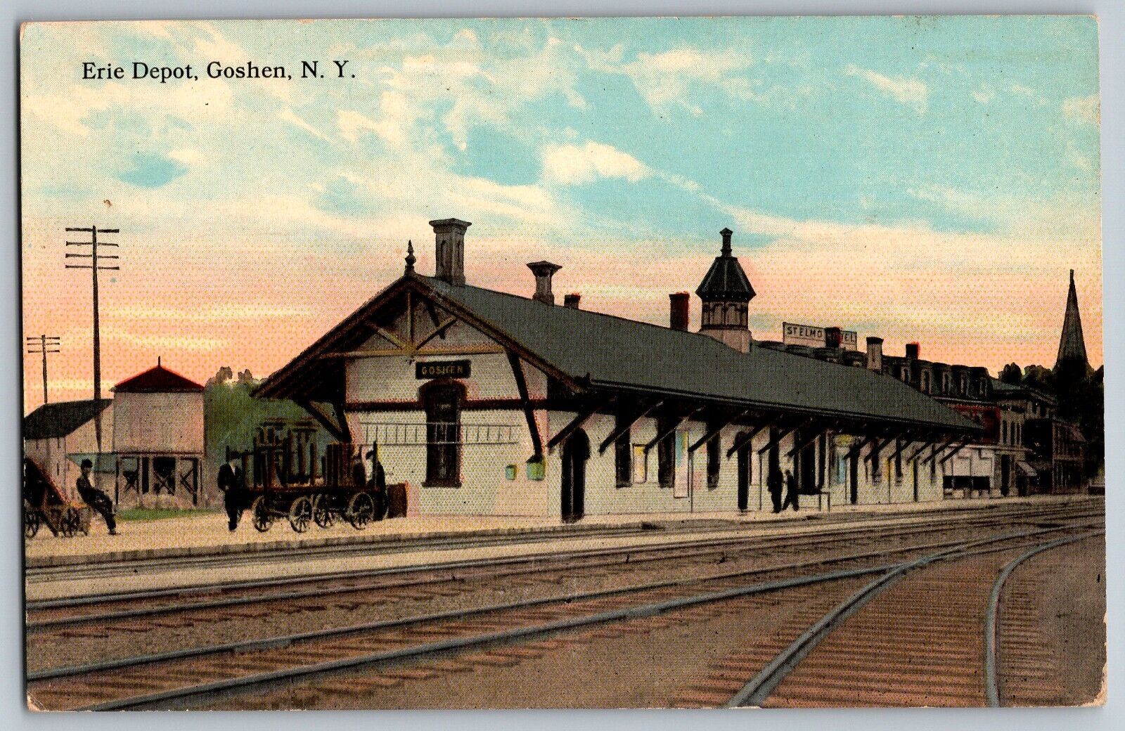 Goshen, New York NY - Erie Railway Depot Station - Vintage Postcards - Unposted