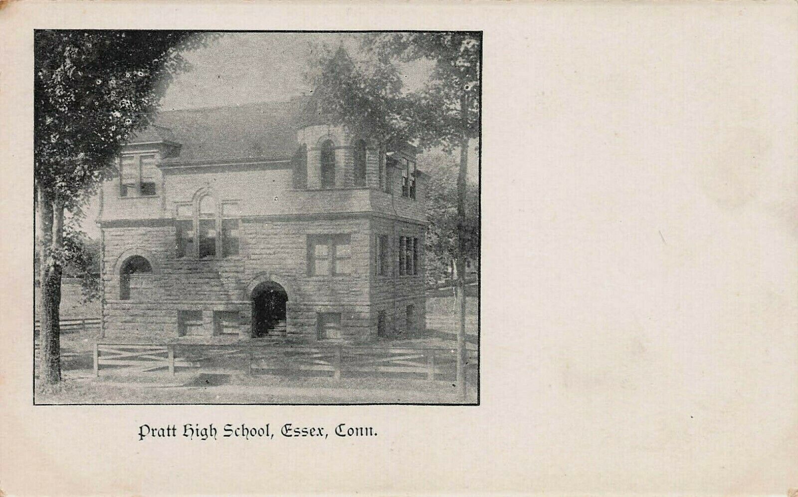 Pratt High School, Essex, Connecticut, Very Early Postcard, Unused 