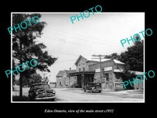 OLD POSTCARD SIZE PHOTO OF EDEN ONTARIO VIEW OF THE MAIN STREET & STORE c1952 picture