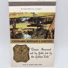 Vintage Matchcover Greenlawn Mortuary & Cemetery Bakersfield California picture