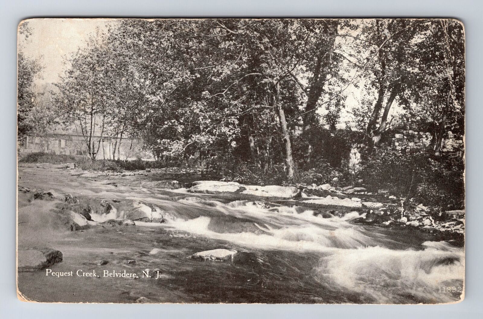 Belvidere NJ-New Jersey, Pequest Creek, Antique, Vintage Postcard