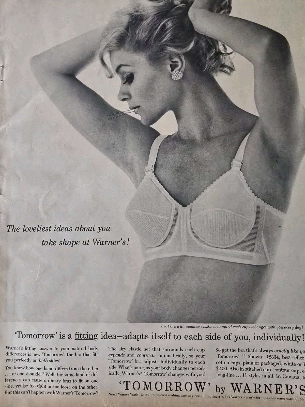 1961 Womens Warner's Tomorrow Bra Adapts itself to each side of you Vintage ad 1961 Womens Warner's Tomorrow Bra Adapts itself to each side of you Vintage ad