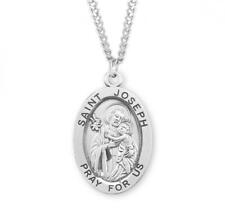 Patron Saint Joseph Oval Sterling Silver Medal Size 1.3in x 0.8in picture