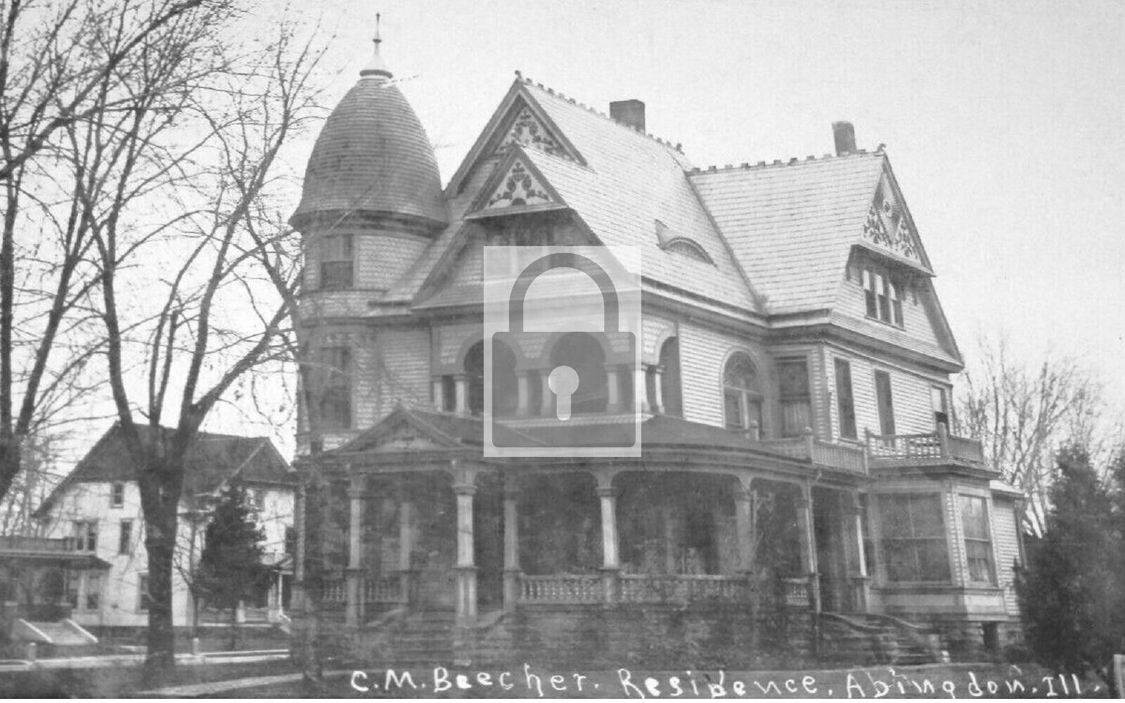 C M Beecher Residence Abingdon Illinois IL Reprint Postcard