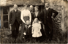 1912 RPPC French Family Group Children France Orne Antique Photo Postcard picture