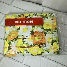 Vintage Muslin Twin Flat Sheet Selected Seconds Orange Yellow Floral picture